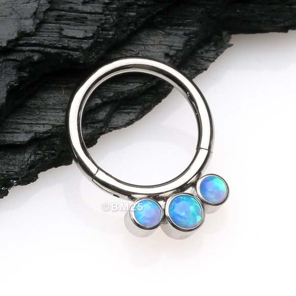 Implant Grade Titanium Triple Fire Opal Sparkle Seamless Clicker Ring - 8mm - Picture 1 of 1